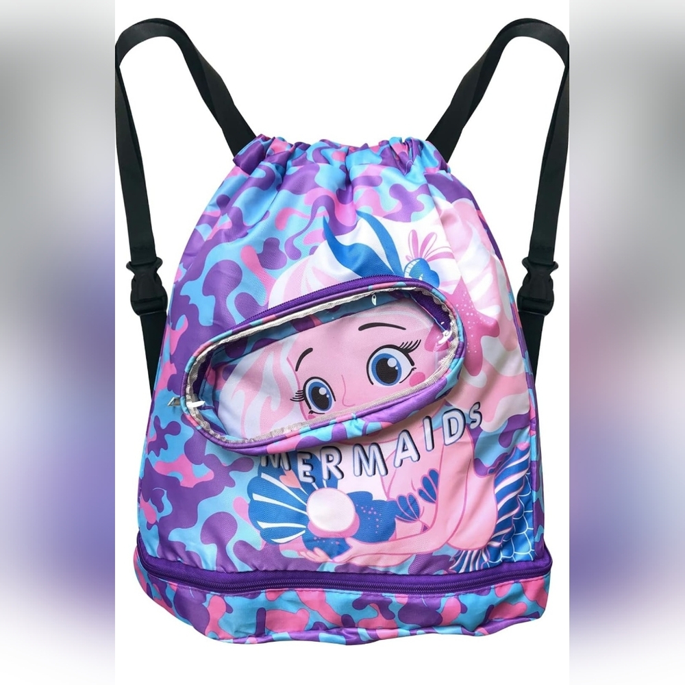 🆕️🧜‍♀️ NWT KIDS MERMAID SWIM, YOGA, WET/DRY BAG W EXTRA STORAGE 🧜‍♀️